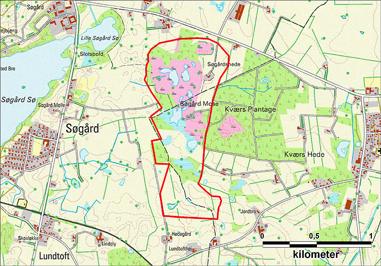 Bitte anklicken zum Vergrößern Das Naturschutgebiet Søgård